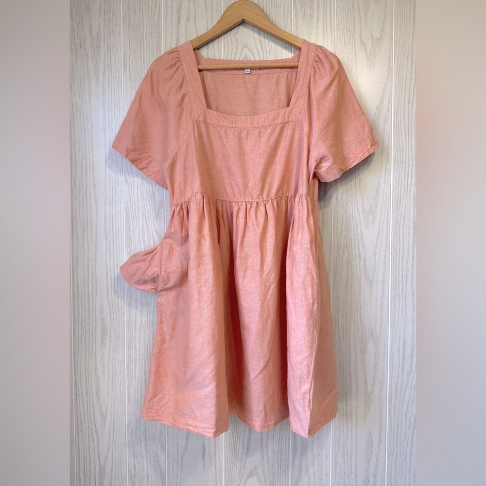 Madewell Peach Linen-Blend Allie Mini Dress - Size L - Picture 6 of 6